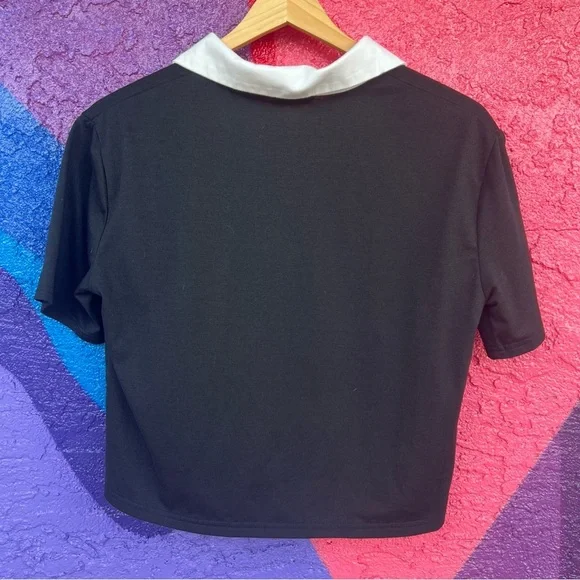 E-Girl Shein black cropped top with white collar size medium - Picture 2 of 3